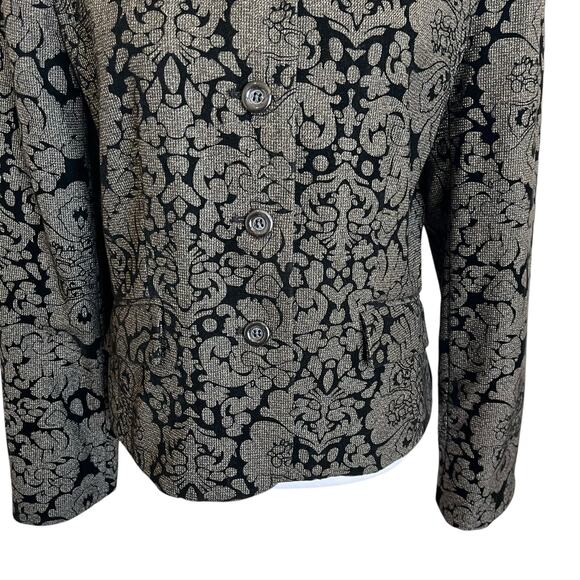 Evan Picone Jacket Blazer Women's Size 12 Brown Textured Floral Embossed Velvet - Picture 3 of 14